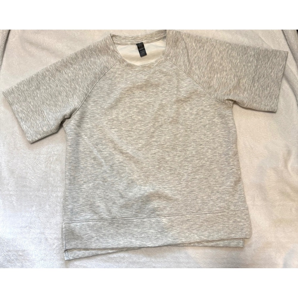 Zobha Womens Gray Heathered Short Sleeve Raglan Sweatshirt Size Small Activewear